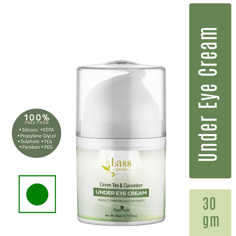     			Lass Naturals Under Eye Cream - Ayurvedic Cream for Reducing Puffed Eyes and Dark Circles, 50g - Skin Care Eye Mask 50 gm