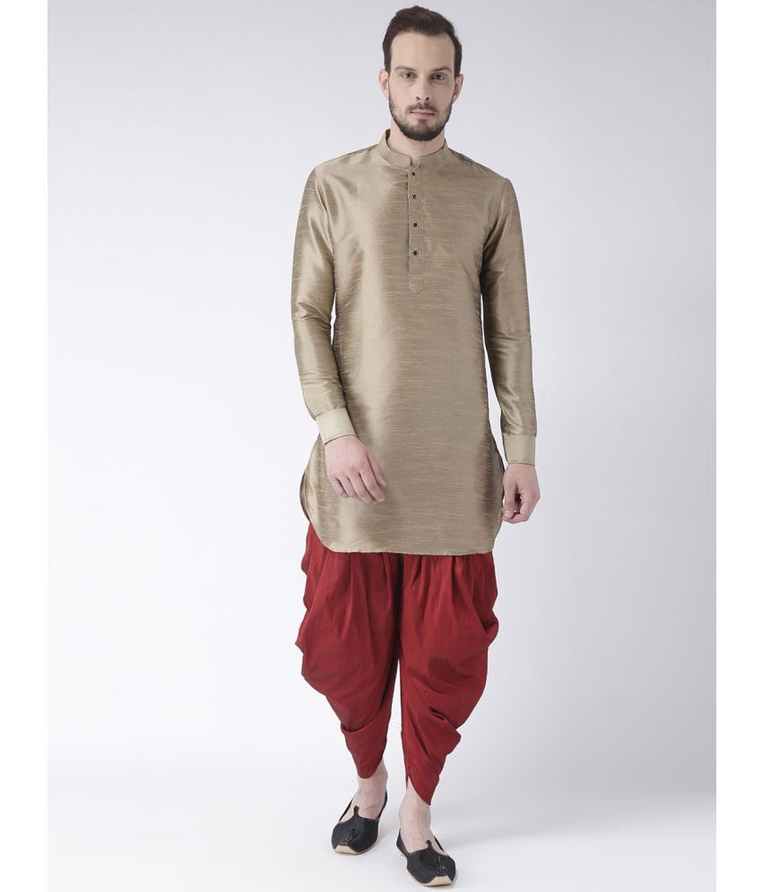     			Deyann Brown Silk Blend Dhoti Kurta Set