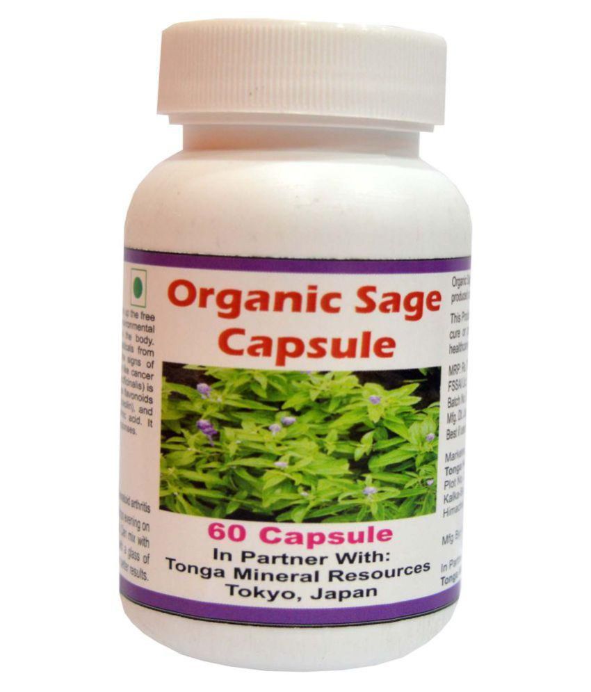 Tonga Herbs Organic Sage Capsules 60 Capsules (Buy Any Supplement Get