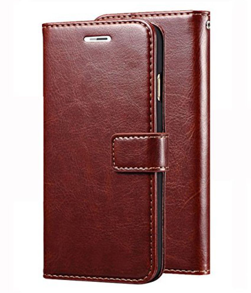 Samsung Galaxy J7 Prime 2 Flip Cover by ClickAway Brown Original Vintage Wallet Flip Case with Kickstand