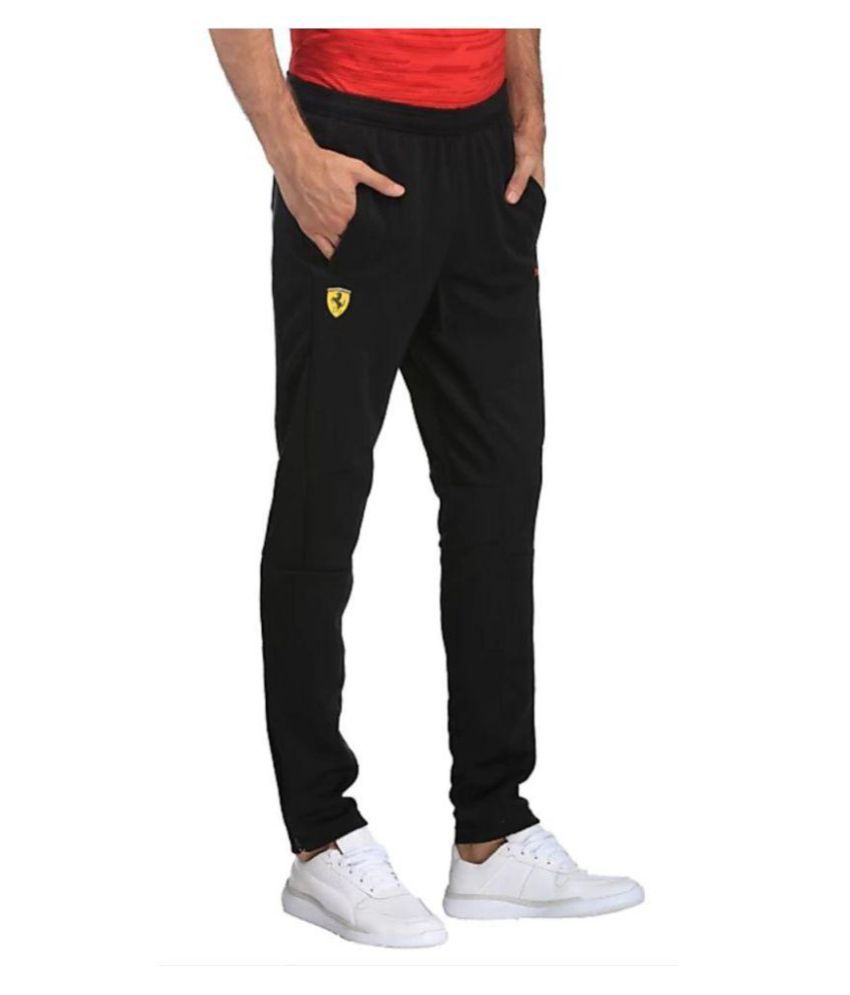 puma black polyester lycra trackpants