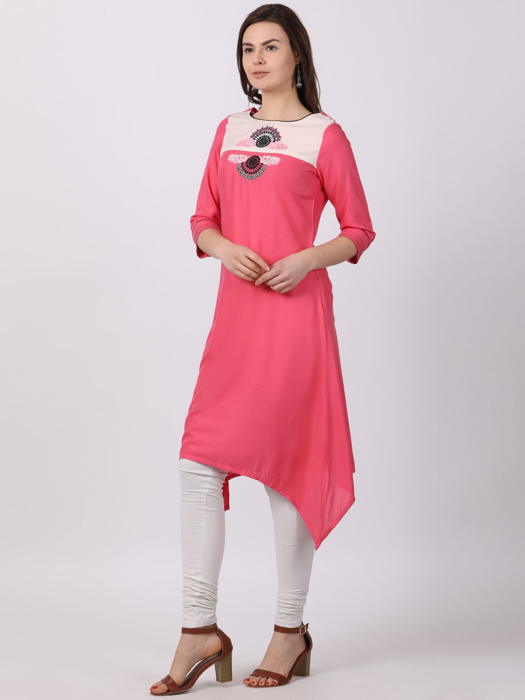     			Alena - Pink Rayon Women's Asymmetrical Kurti ( )