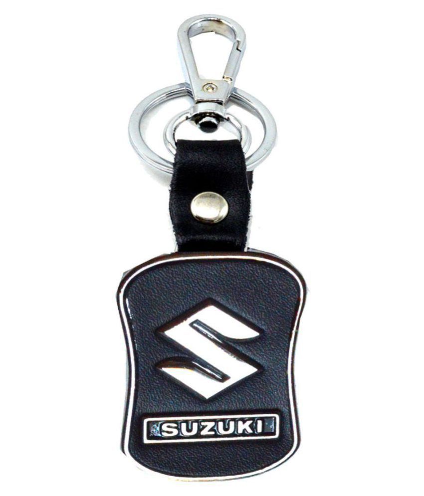     			Premium Quality Brown Leather Keychain Compatible for SUZUKI Car Logo Locking Key chain