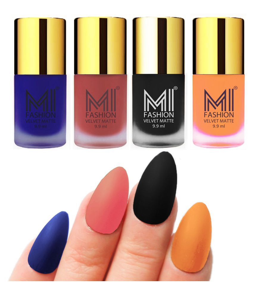     			MI FASHION Dull Rough Velvet Matte Nail Polish Royal Blue,Peach,Wine,Nude Matte 39.6 ml Pack of 4