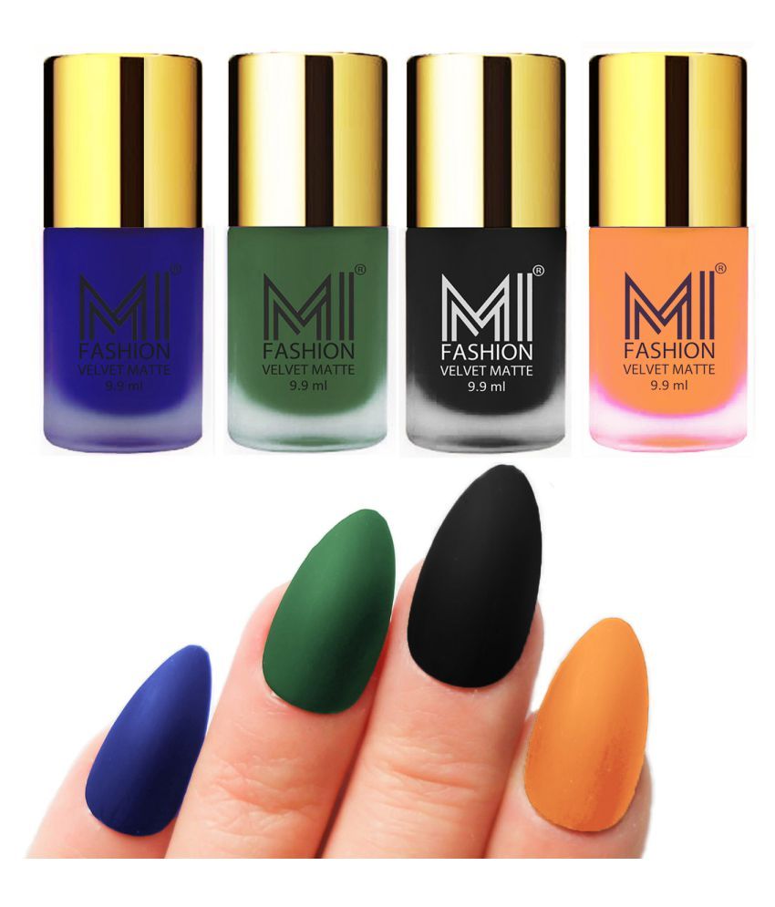     			MI FASHION Dull Rough Velvet Matte Nail Polish Royal Blue,Green,Wine,Grey Matte Pack of 4 mL