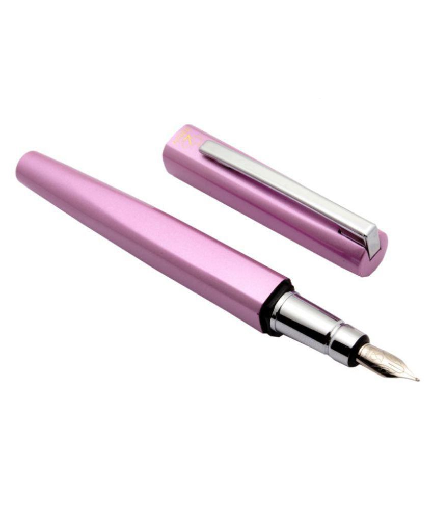     			Stylish Exception Fountain Pen Square Shape Body With Flexible Chrome Clip - Pink