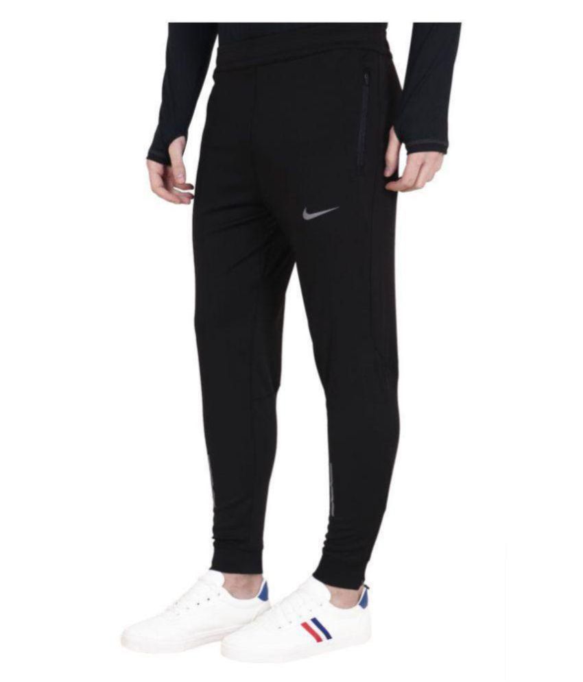 nike black polyester lycra trackpants