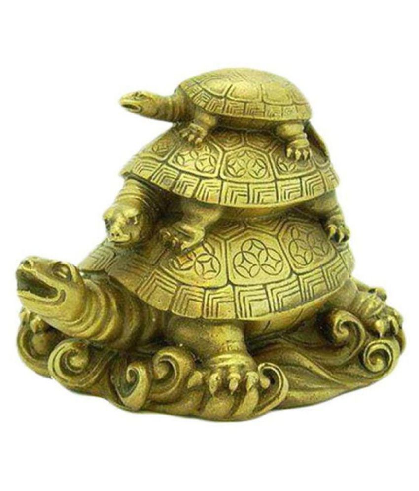     			Golden Three Tiered Feng Shui Tortoises