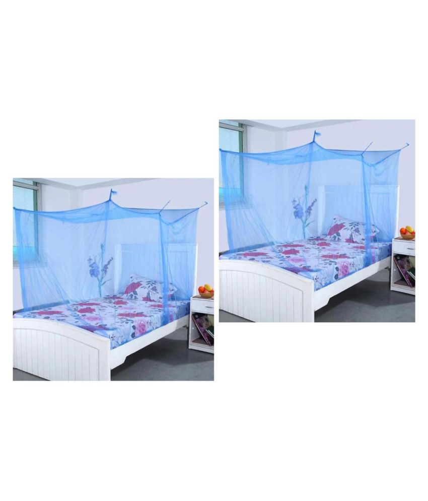     			E-Retailer Double Blue Plain Mosquito Net Set of 2