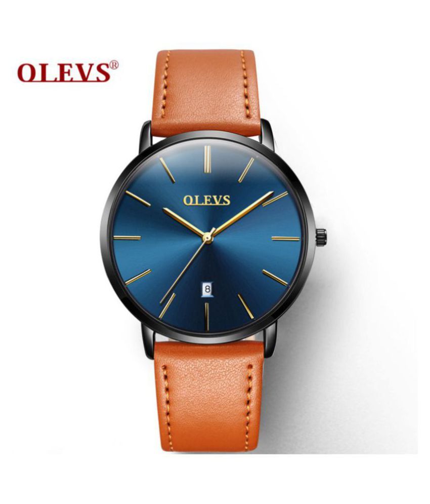 men fashion ex306 blue leather analog men's watch