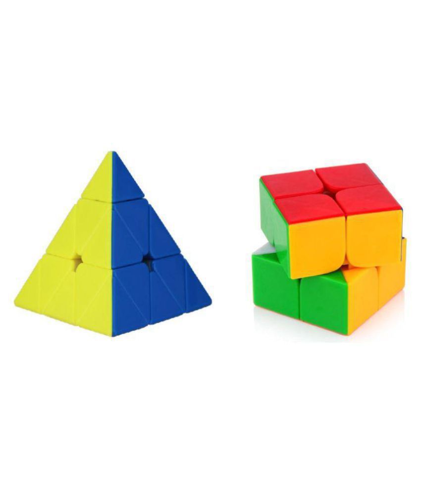 Brainstorming Puzzle High Speed Magic Striker-less Rubik combo Cube Set Of 2(Triangle + 2x2 Cube)