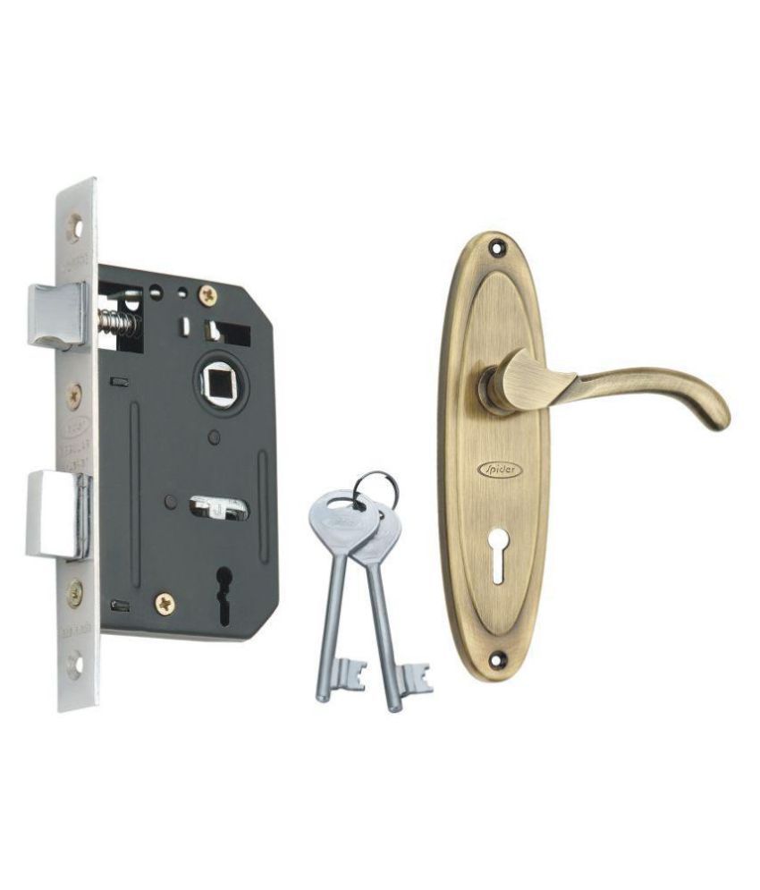 Spider Steel Mortice Key Lock Complete Set with Antique Brass Finish (S412MAB + RML4)