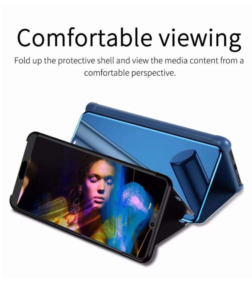 Vivo V15 Pro Flip Cover by Aarnik - Blue mirror flip Clear View Smart