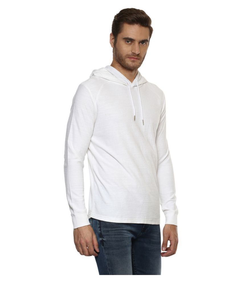 mufti white slim fit hooded shirt