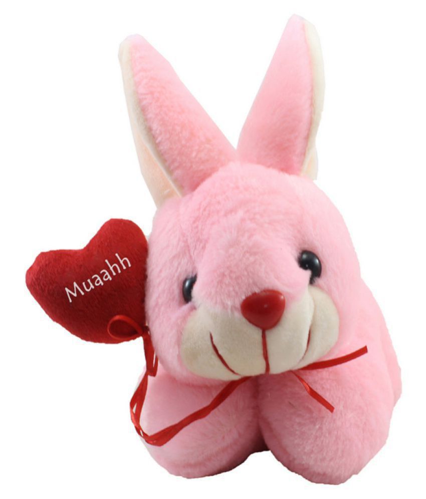     			Tickles Loving Rabbit with Heart Soft Stuffed Plush Animal Soft Toy for Friendship Day (Color:Pink & Red Size: 26 cm)