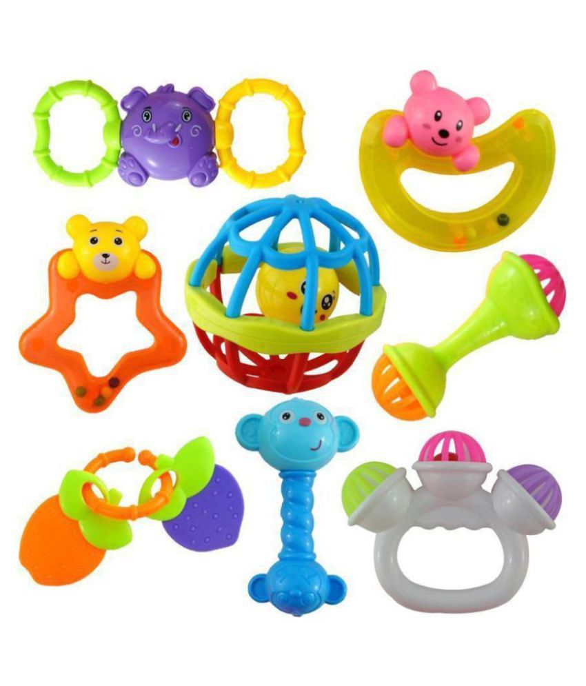 Jaynil® Colorful Flexible Attractive Non Toxic Rattle Set for Babies