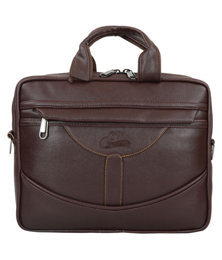 Buy Leather World office laptop bag Brown P.U. Office Bag Online at ...