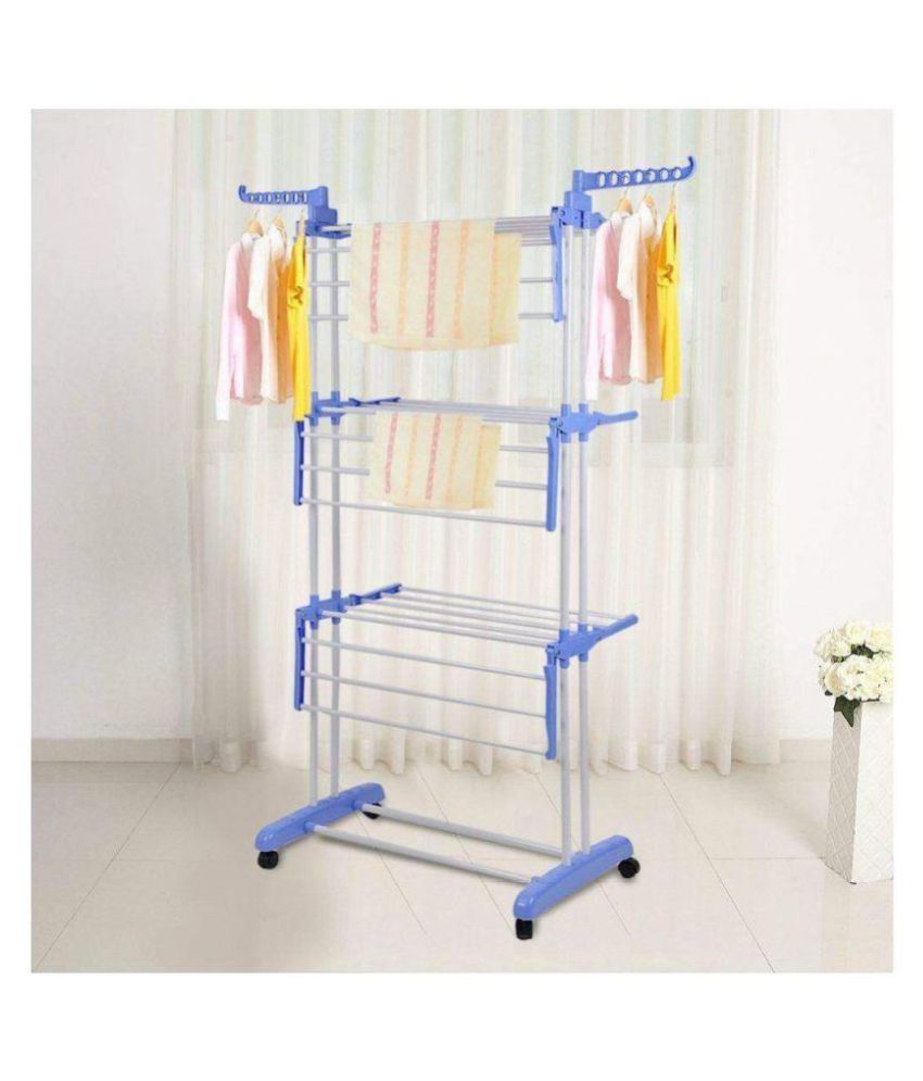 Techtest Clothes Stand for Drying Clothes Foldable Balcony Dress Stand