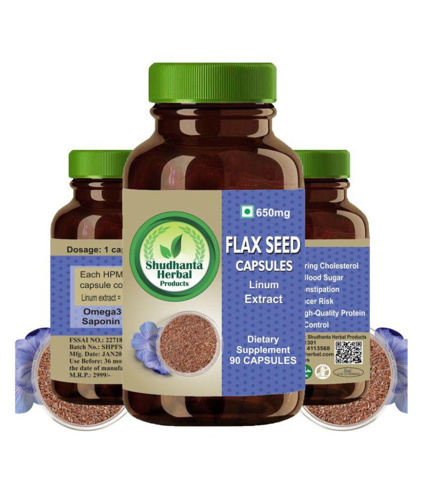 Shudhanta Herbal Products Flax Seed Capsules for May Improve Cholesterol and Lower Blood