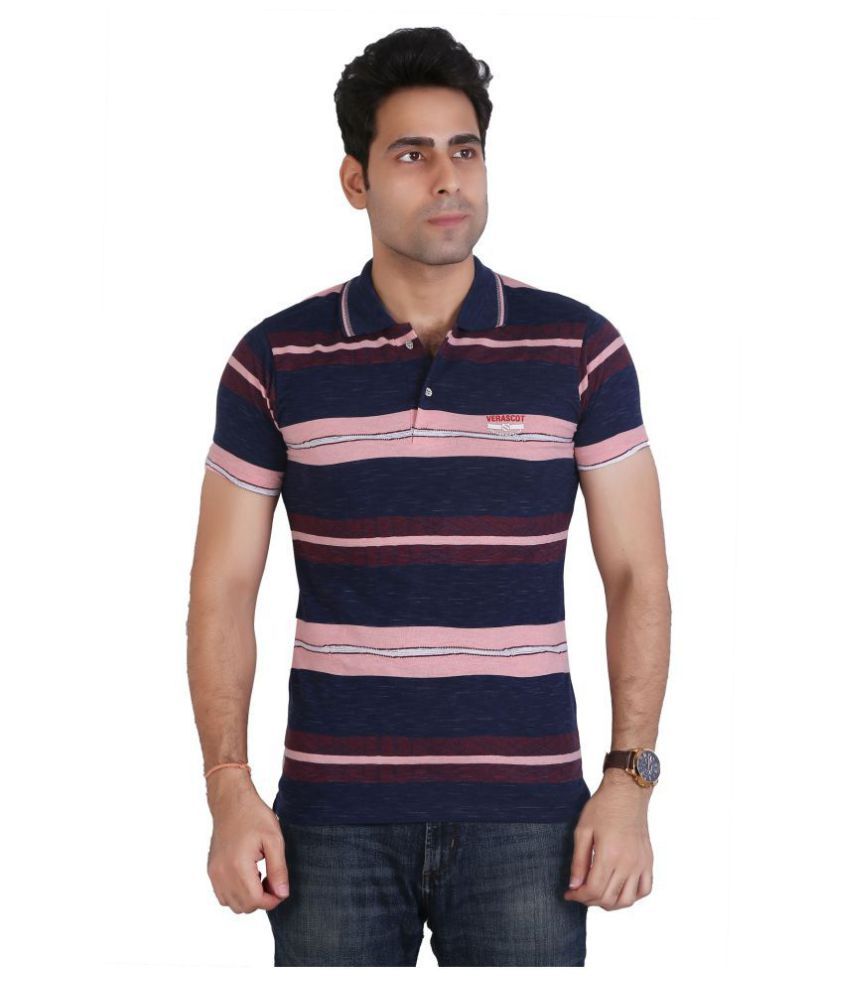     			Awack Pink Slim Fit Polo T Shirt