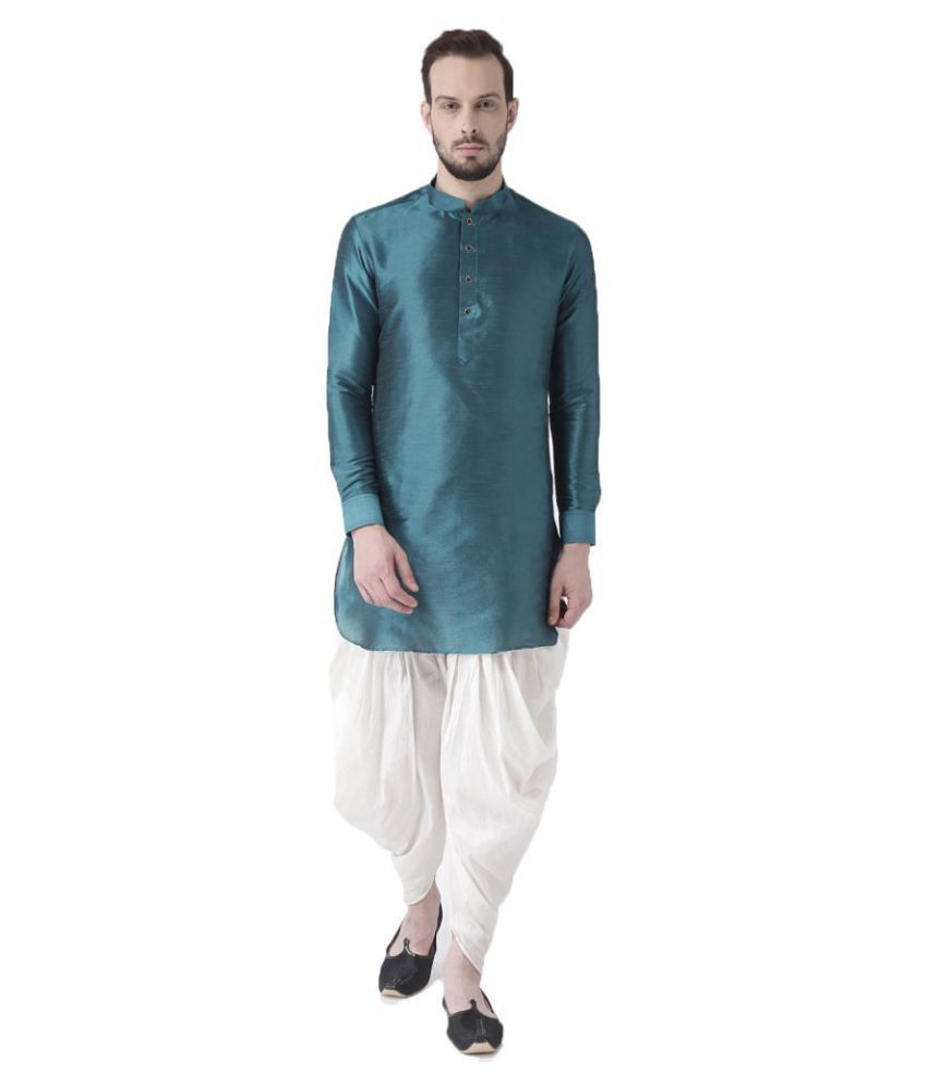     			Deyann Green Silk Blend Dhoti Kurta Set