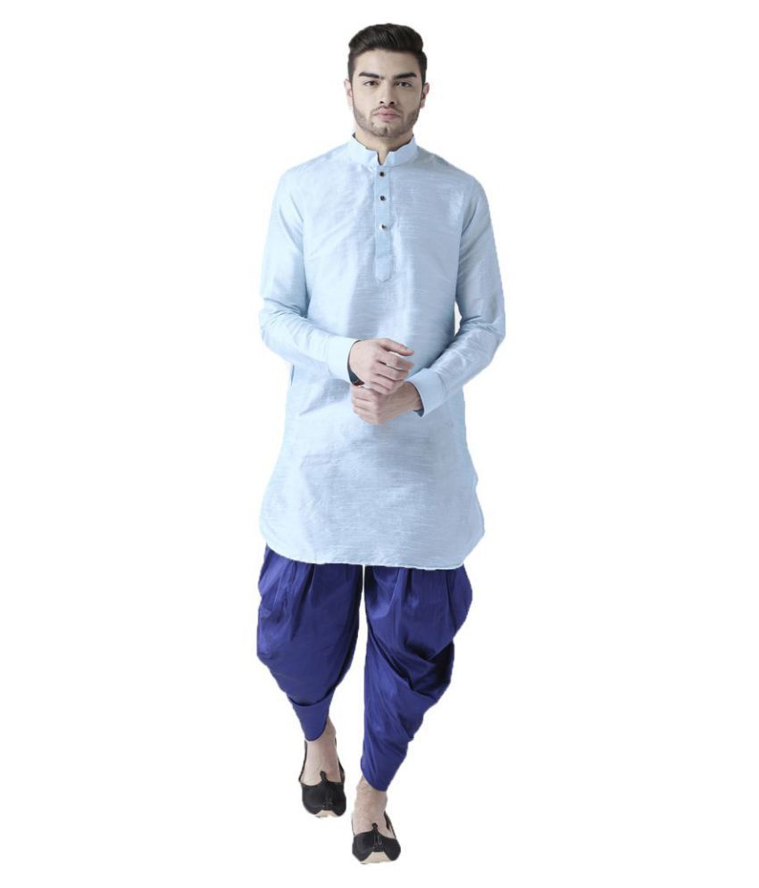     			Deyann Blue Silk Blend Dhoti Kurta Set