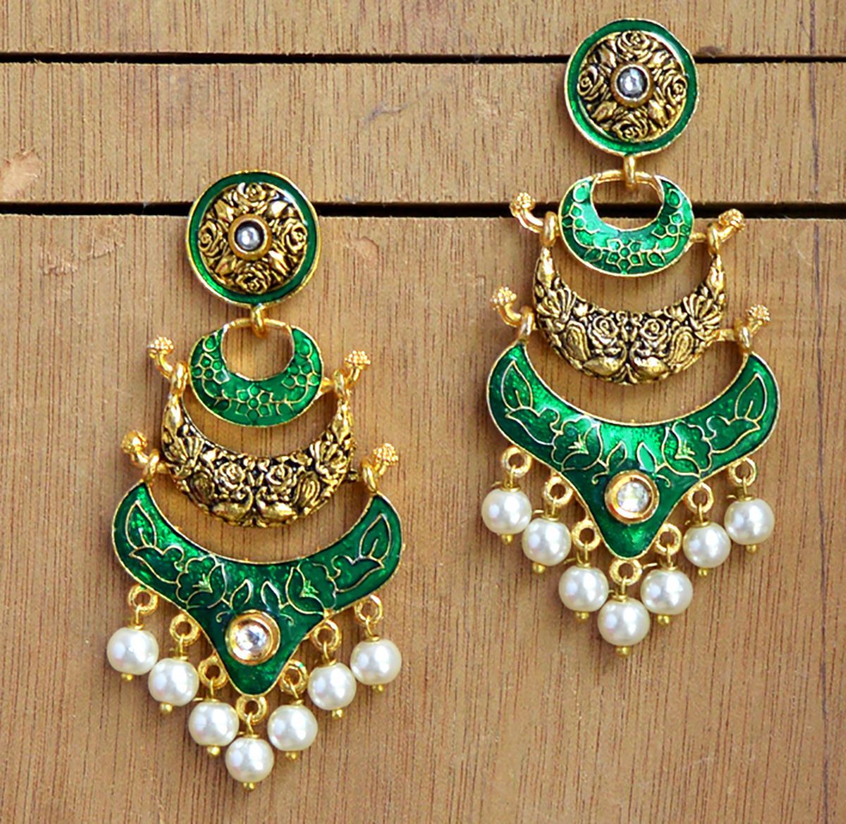 Download Latest kundan meenakari double layer gold plated Green ...