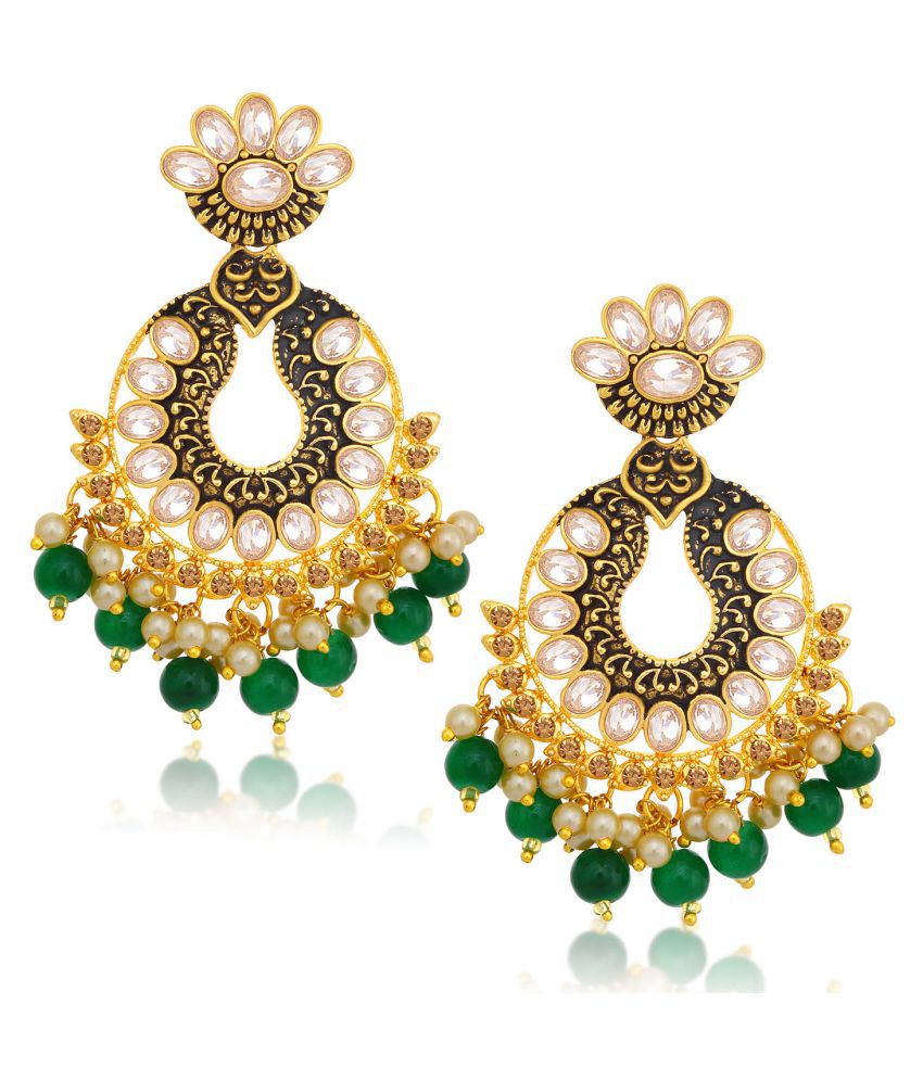     			Sukkhi Glitzy LCT Gold Plated Chandelier Earring For Women