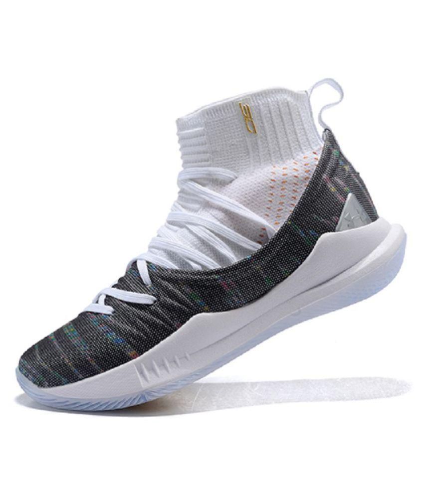 Under Armour Curry 5 White Grey White Basketball Shoes - Buy Under ...