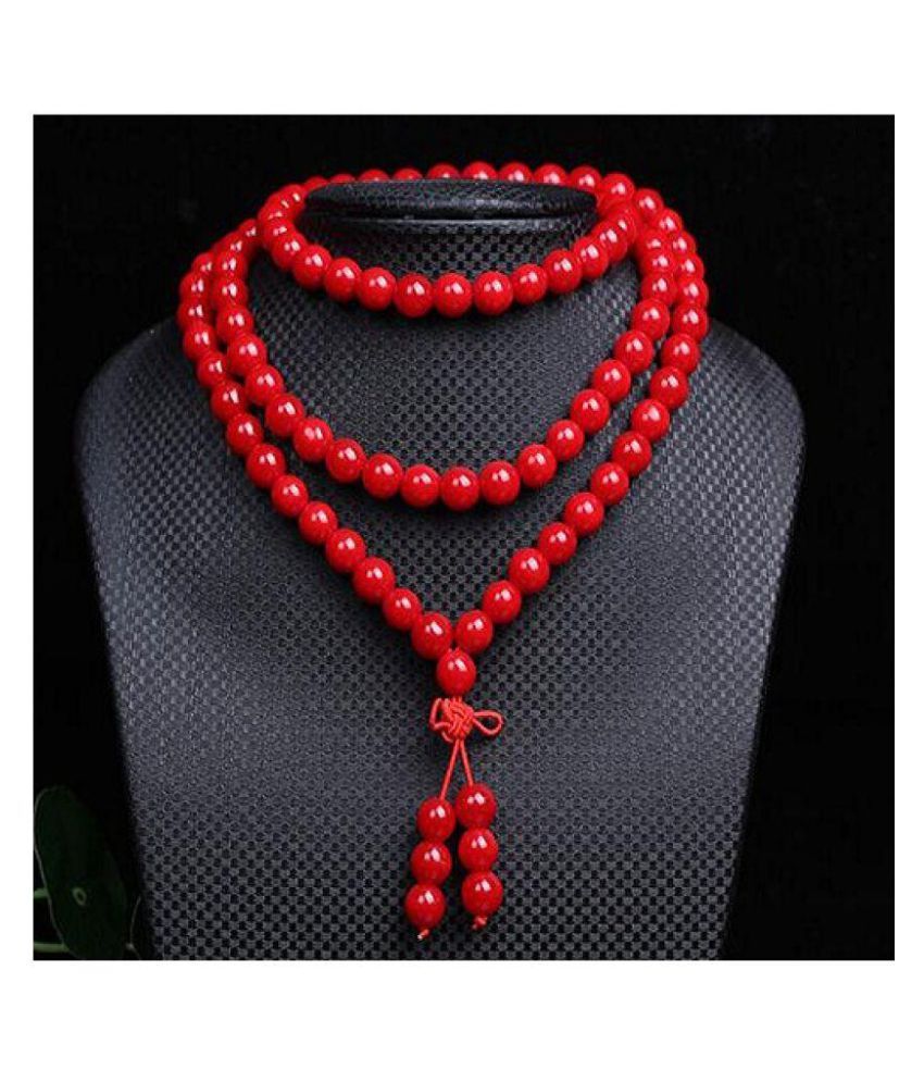 100 Original Red Coral/Moonga Mala IGL Lab Certified Coral Beads Mala