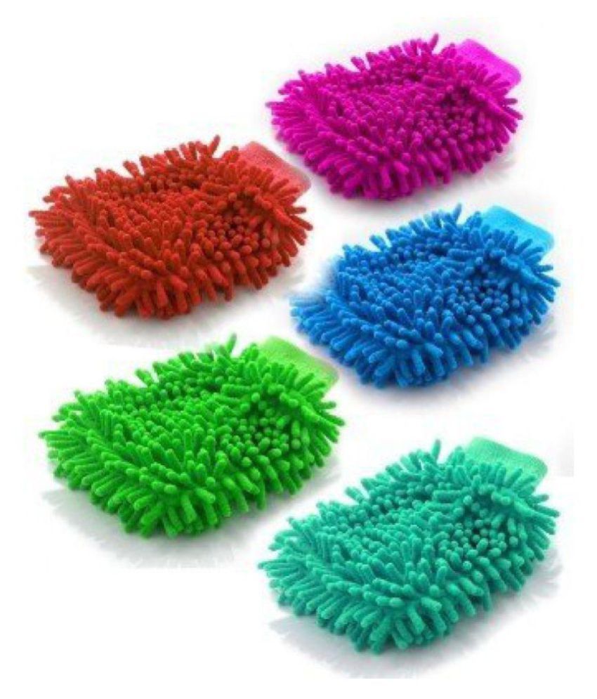 RSN (2PC) Microfibre Wash and Dust Chenille Mitt Cleaning Gloves Single