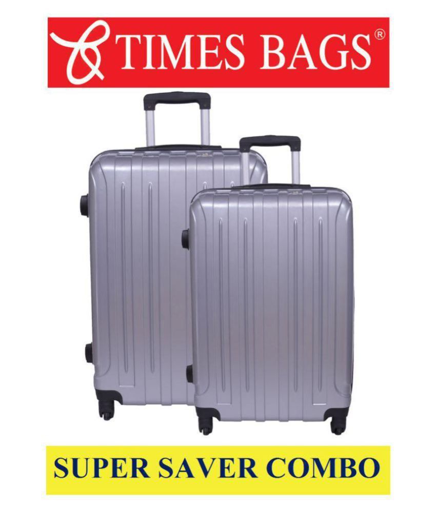 Times Bags Silver M( Between 61cm69cm) Cabin Hard 6TB4W Combo of 2 Set