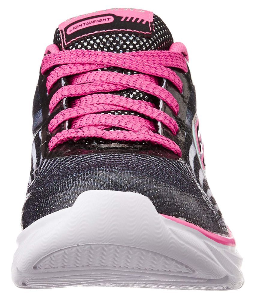 Skechers Girl's Pepsters - Bright Time Black, White and Pink Sneakers ...