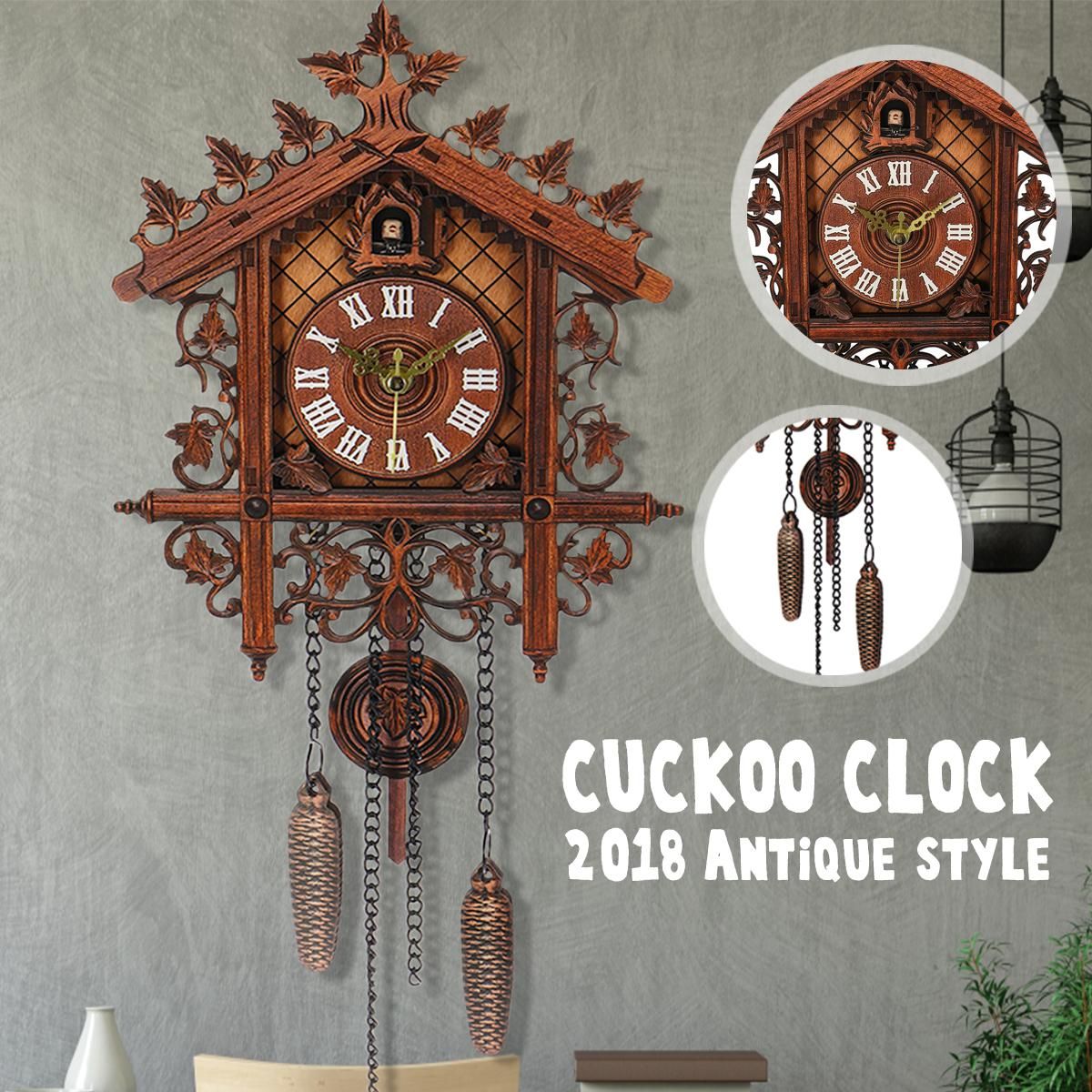 2018 Vintage Wood Cuckoo Clock House Swing Wall Clock Handcraft Art