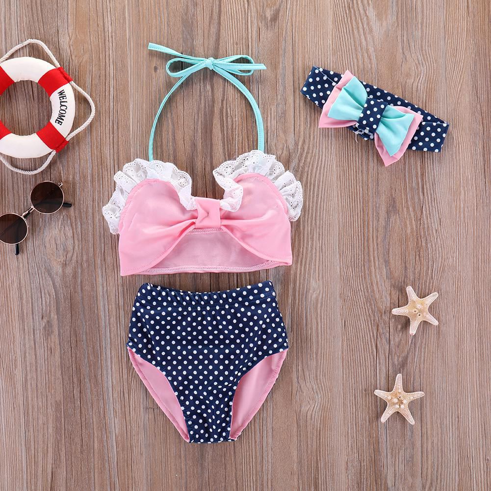 Fashion Summer Baby Girl Bikini Set Bowknot Polka Dot Swimsuit And Headband Gift Buy Online At Low Price In India Snapdeal