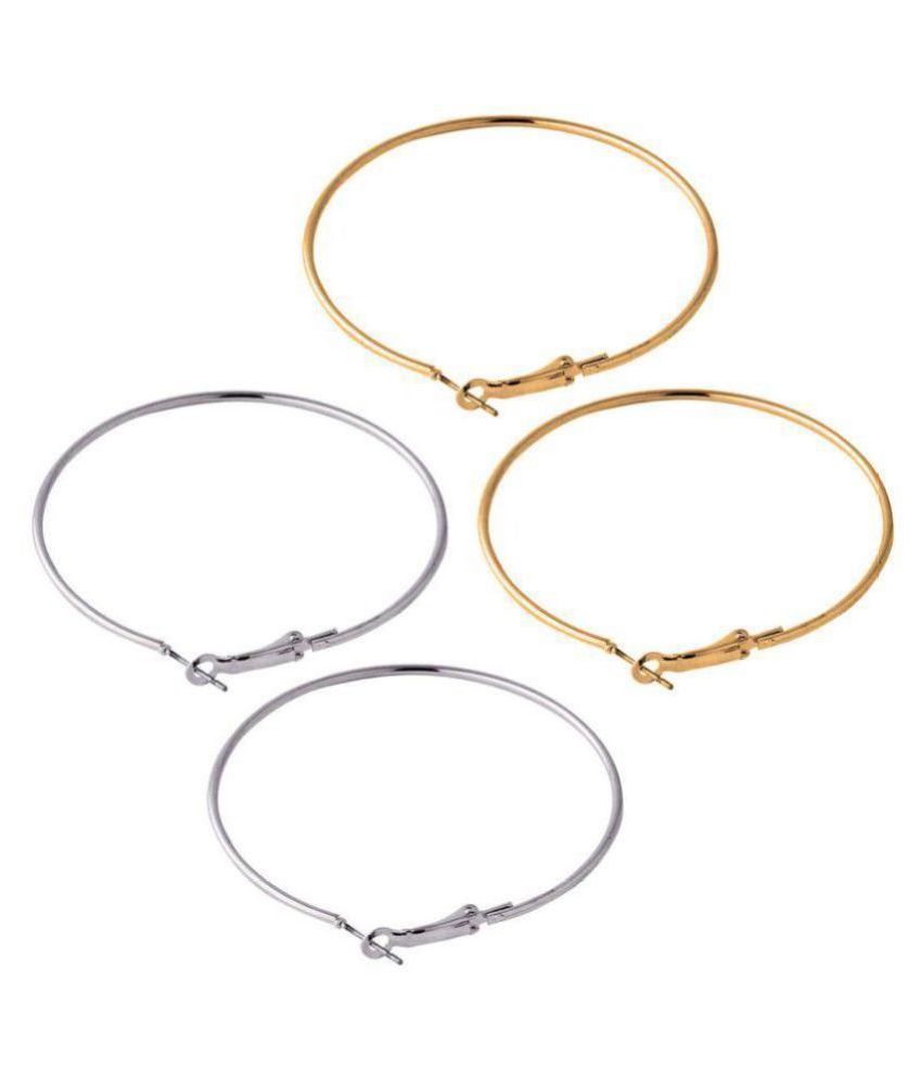 AR CREATION Presents combo of silver & golden big hoop earrings,for