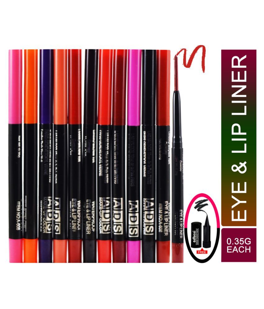     			ADS Pack of 12 Eye& Lip Liner Stick 12 0.35 gm