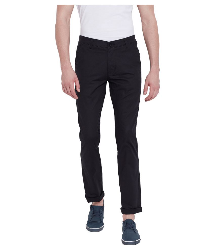     			Duke Black Regular -Fit Flat Trousers