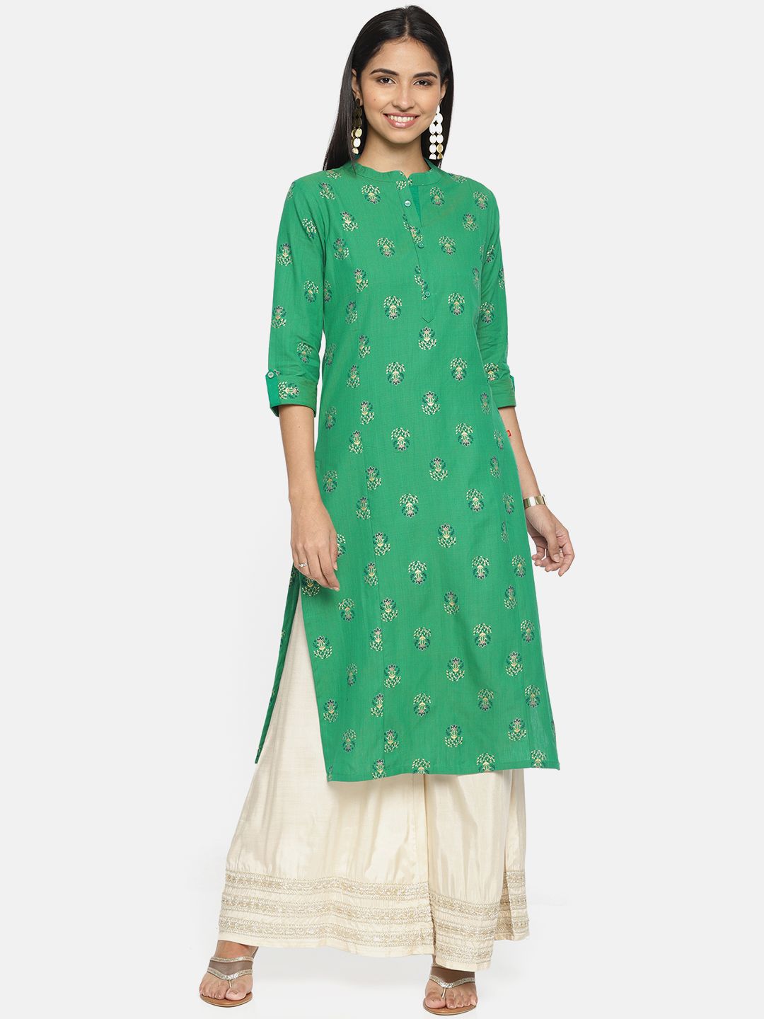     			Alena - Green Cotton Women's Straight Kurti