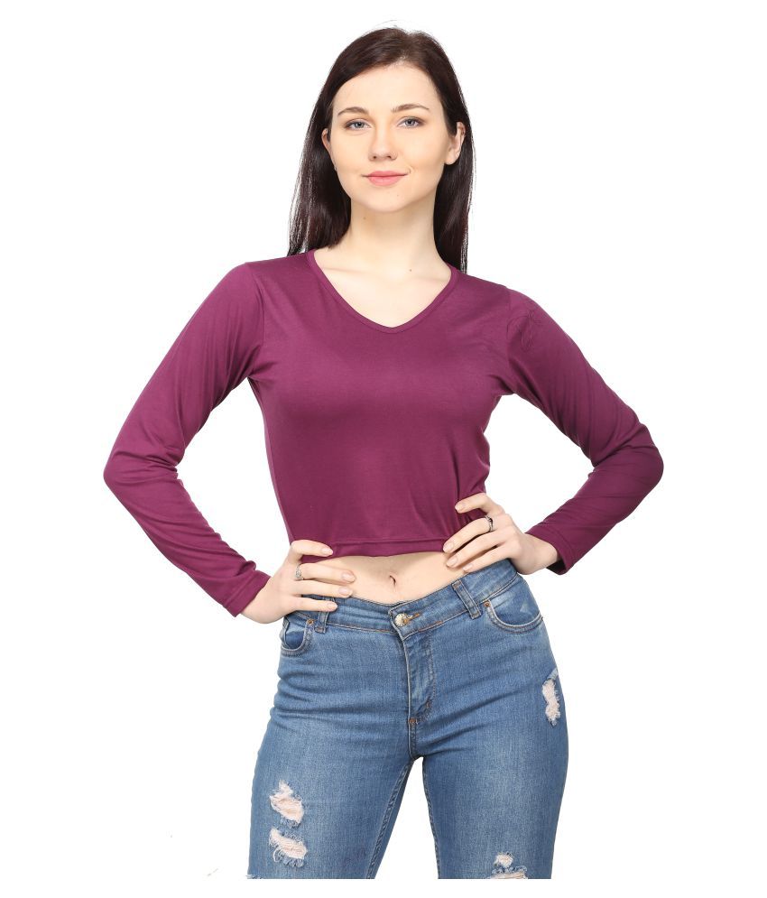     			Ess Emm Clothing Cotton Crop Tops - Purple