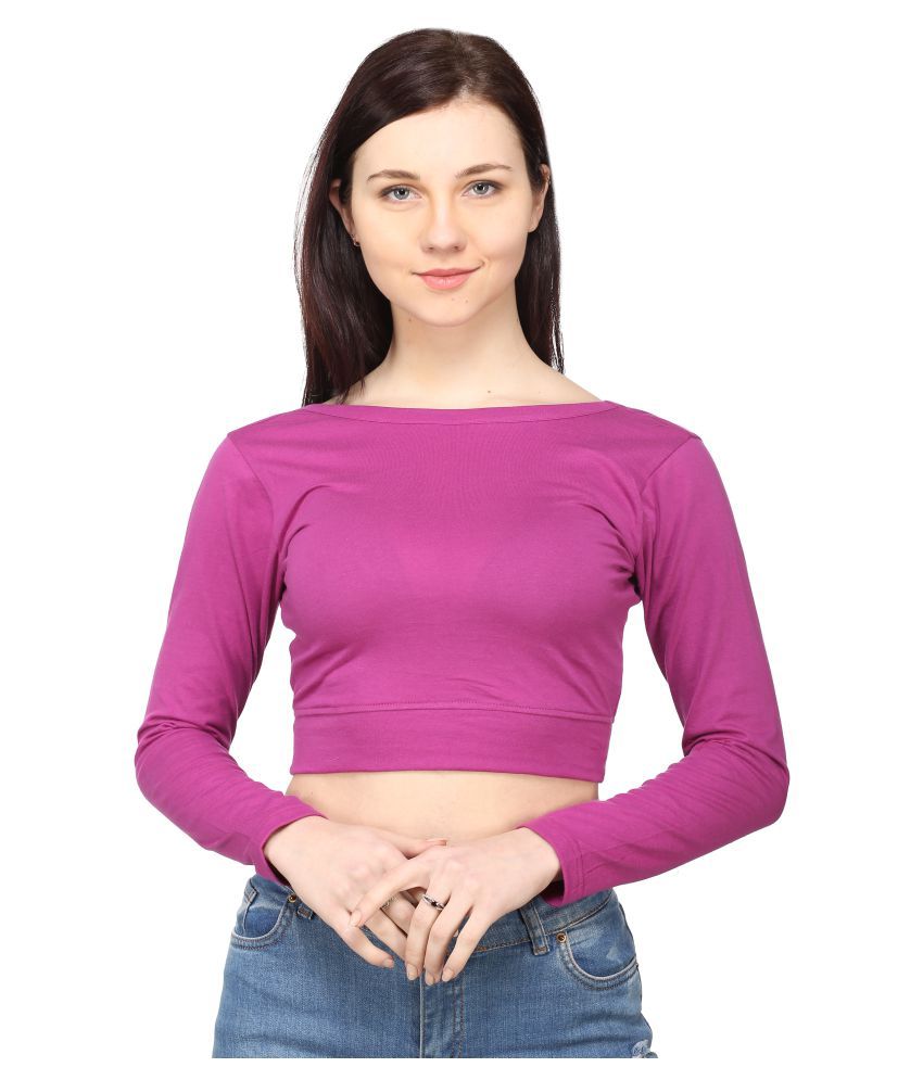     			Ess Emm Clothing Cotton Lycra Crop Tops - Purple