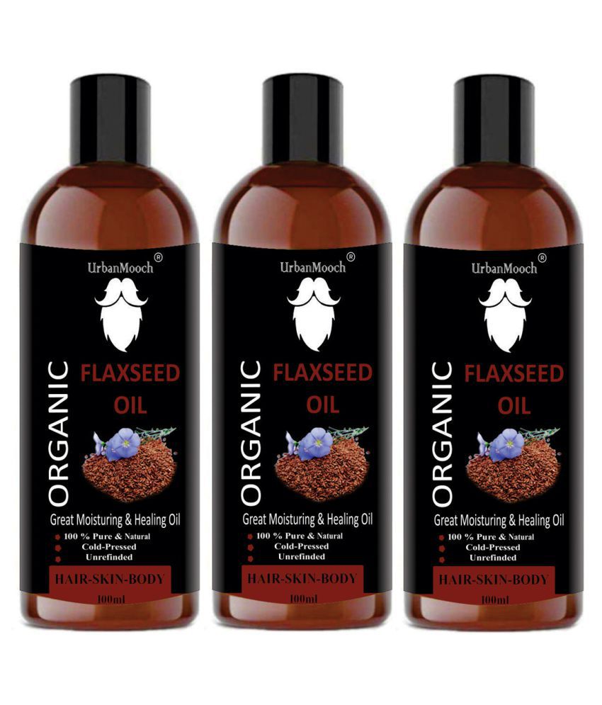 Urbanmooch 100 Pure And Natural Flaxseed Oil For For Hair Growth 300 Ml Pack Of 3 Buy 