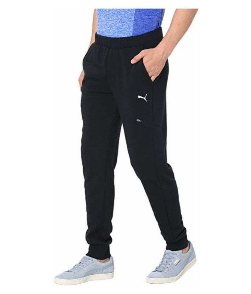 puma black polyester lycra trackpants