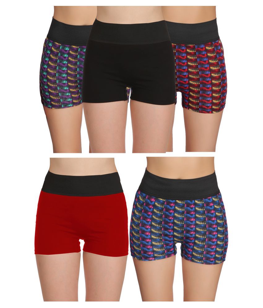     			Selfcare Pack of 5 Cotton Women's Boy Shorts ( Multi Color )