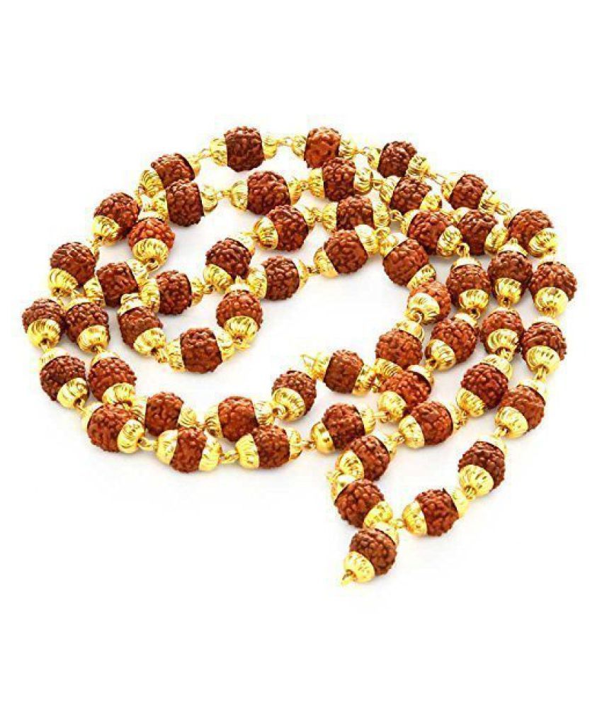 5 Face Rudraksha Mala With Golden Cap 5 Mukhi Mala In Golden Cap Jaap Mala Buy 5 Face 