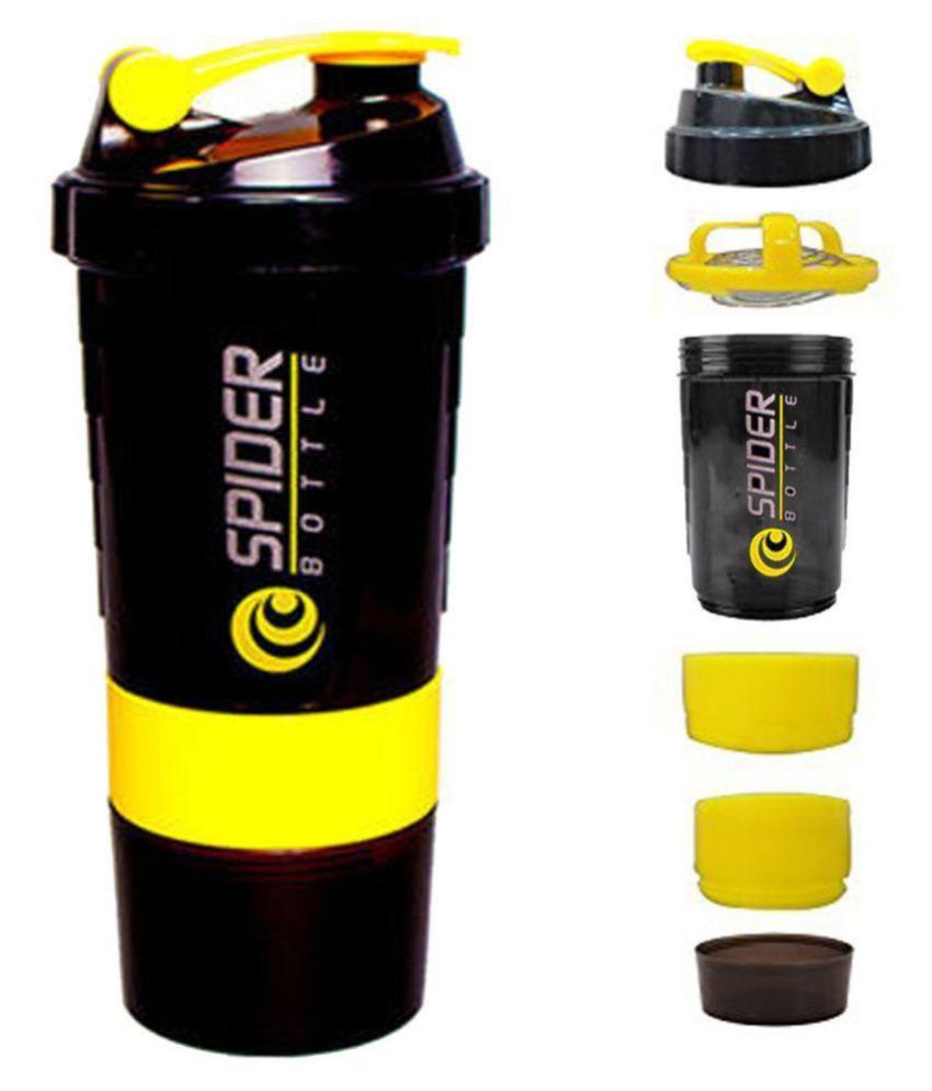 Cp Bigbasket Spider Protein Yellow 500 Ml Plastic Water Bottle Set Of 1