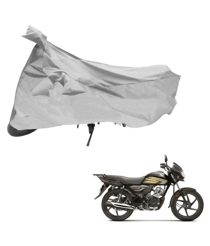     			AutoRetail Dust Proof Two Wheeler Polyster Cover for Honda CD 110 Dream (Mirror Pocket, Silver Color)