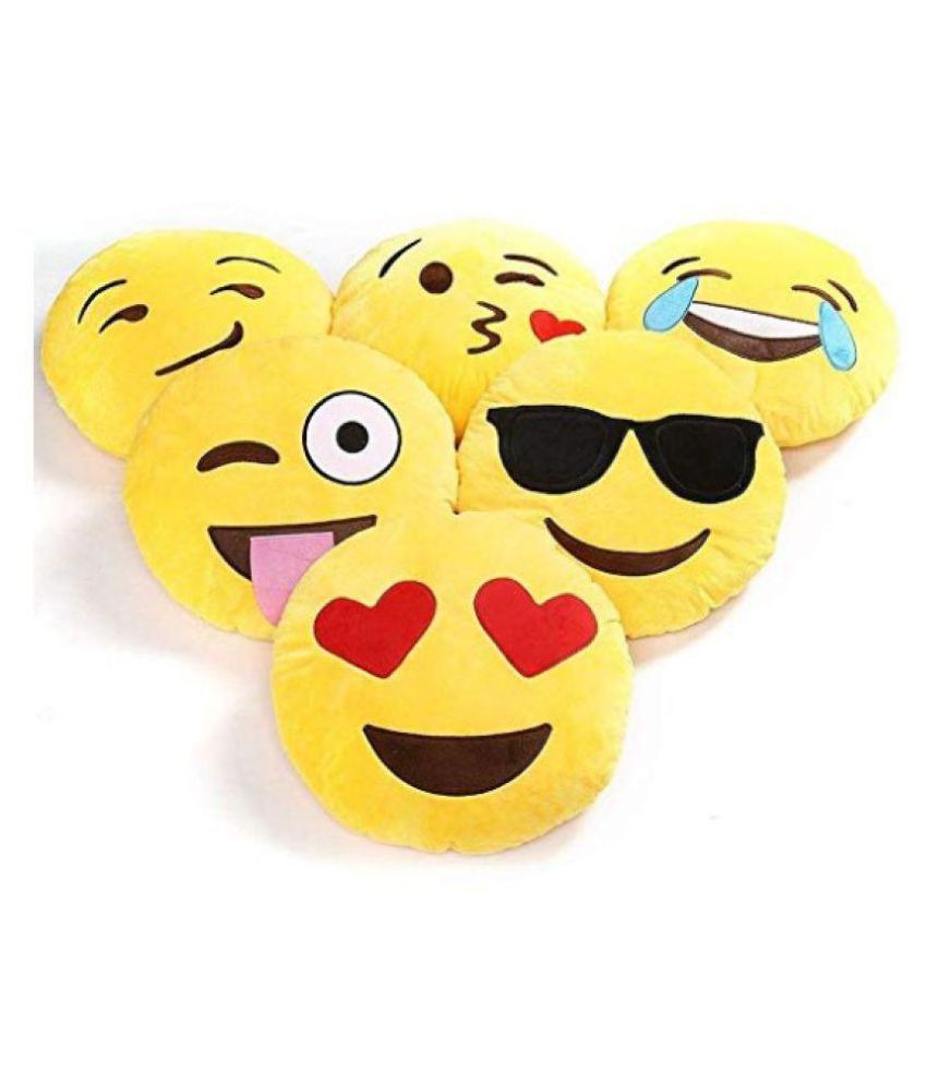 happy Emoji smi.ley pillow plush material yellow 32*32 cm set of 1 ...