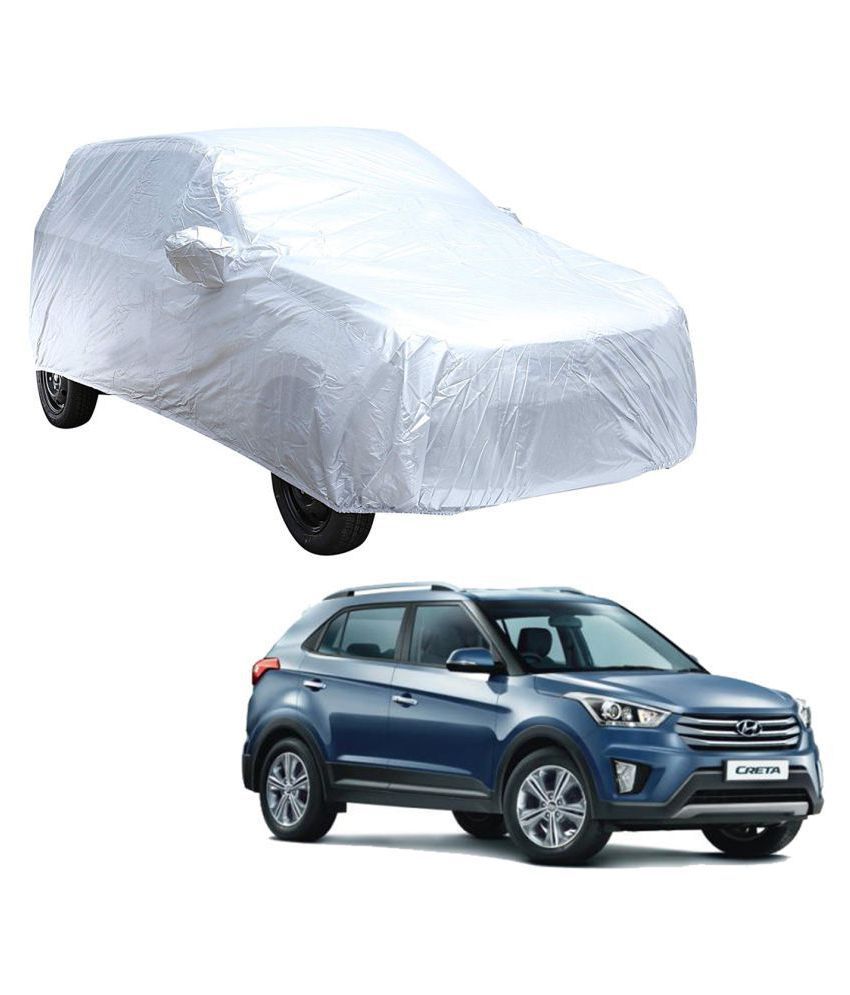     			Autoretail Silver Color Car Cover With Mirror Pocket Polyster For Hyundai Creta