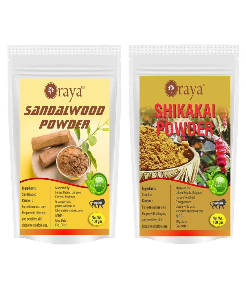     			ORAYA 100% Pure & Natural Sandalwood powder & Shikakai Powder Face Pack 200 gm Pack of 2